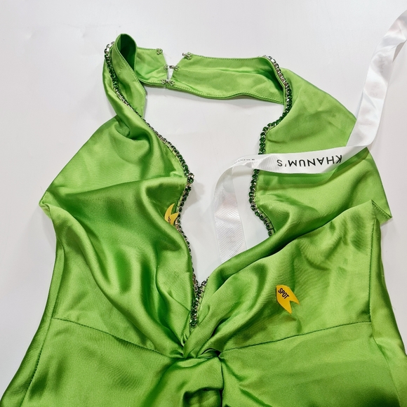 Khanums X Revolve Halter Gown With Slit in Pear Green - Picture 16 of 16